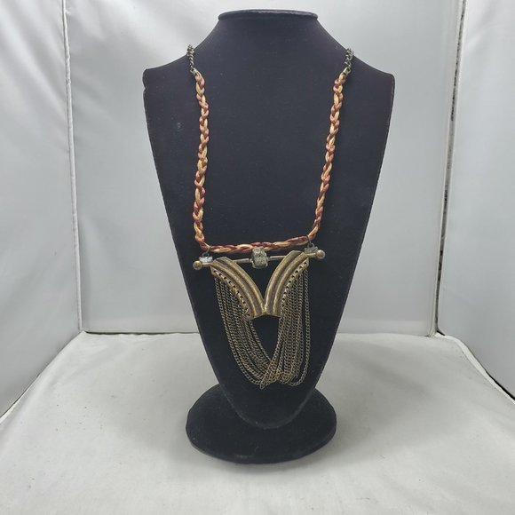 Gimmicks by BKE vintage necklace with  rope and chain  with medallion - Picture 1 of 11